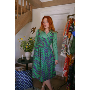 Bomb Green Purple Floral Vintage Dress & Blouse | S