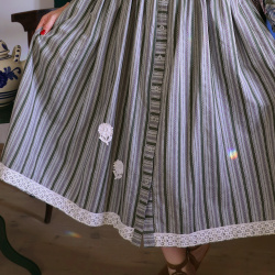 Earthy Green Striped Vintage Skirt | S
