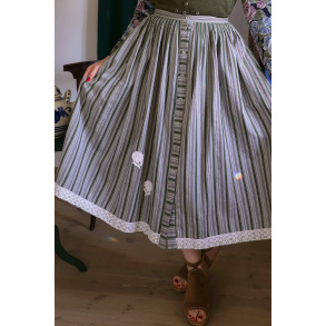 Earthy Green Striped Vintage Skirt | S