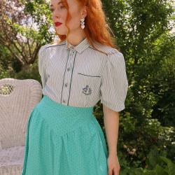 Jadey Green Floral Vintage Skirt | M/L