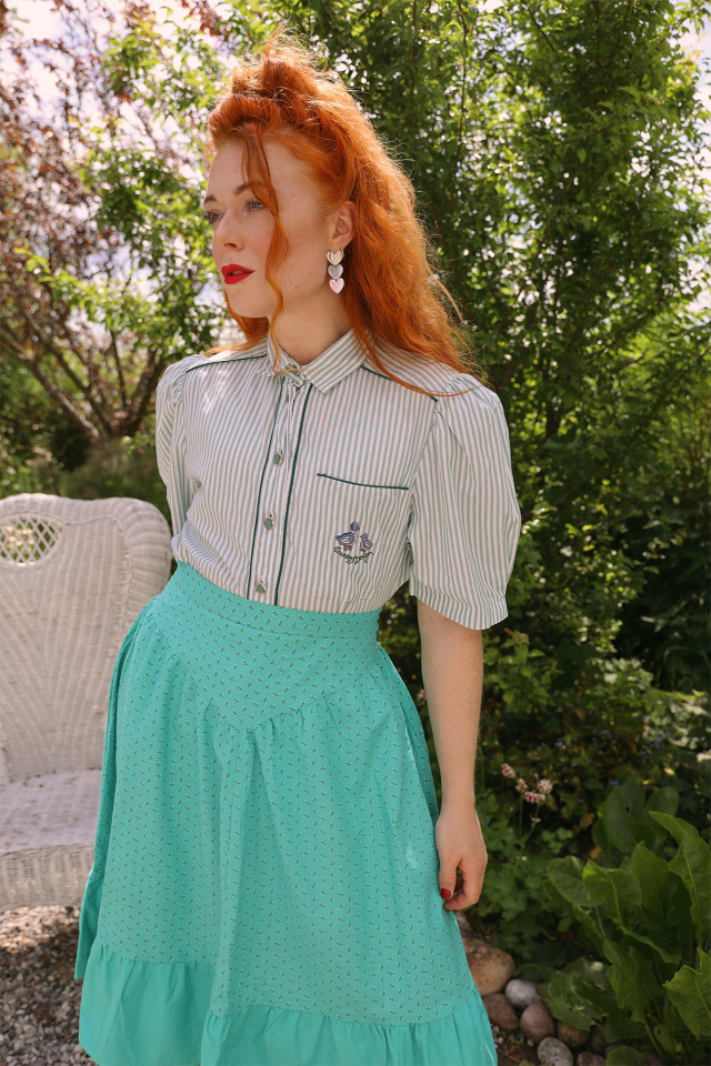 Jadey Green Floral Vintage Skirt | M/L