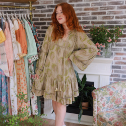 Green Summer Sun Boho Mini Dress