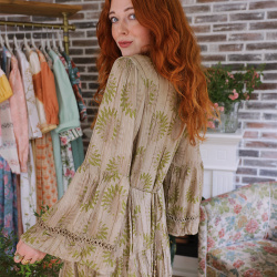 Green Summer Sun Boho Mini Dress