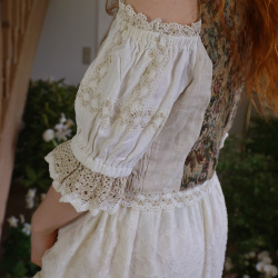 Romantic Green Tapestry Vintage Top | L/XL