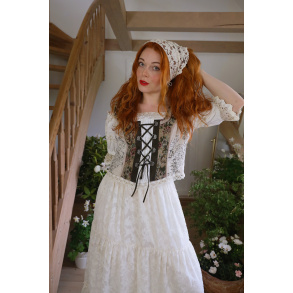 Romantic Green Tapestry Vintage Top | L/XL