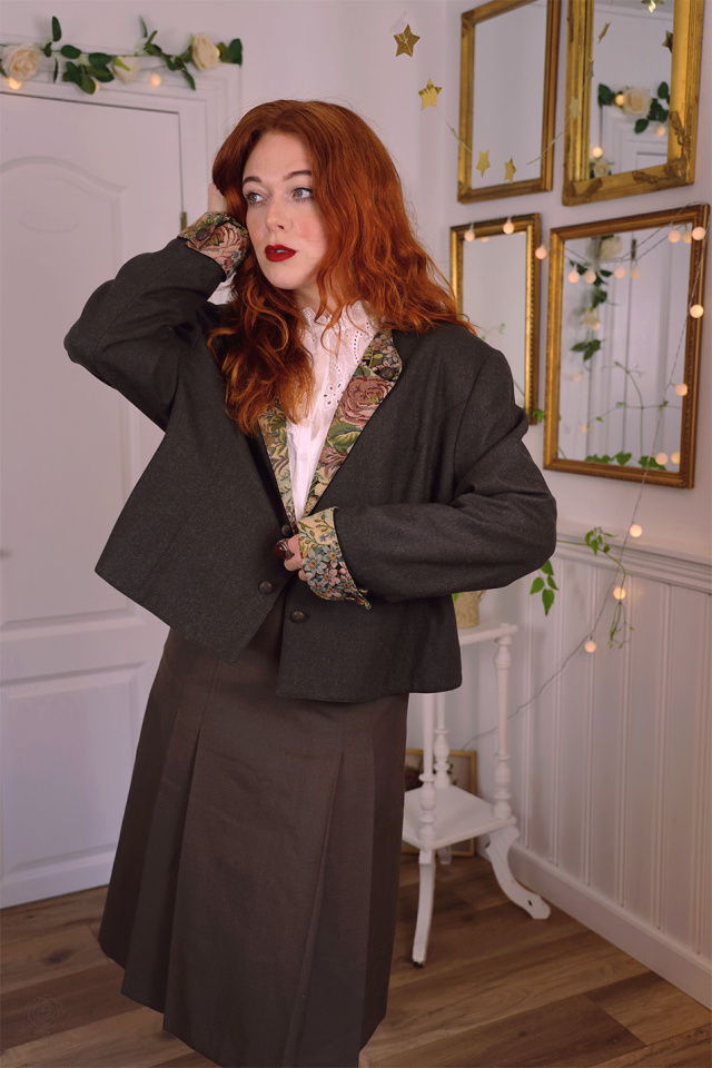 Green Floral Tapestry Vintage Wool Jacket | XL