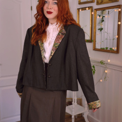 Green Floral Tapestry Vintage Wool Jacket | XL