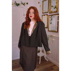 Green Floral Tapestry Vintage Wool Jacket | XL