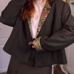 Green Floral Tapestry Vintage Wool Jacket | XL