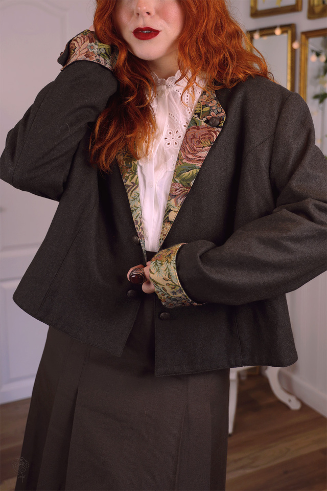 Green Floral Tapestry Vintage Wool Jacket | XL