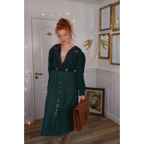 Long Green Wool Vintage Skirt | M