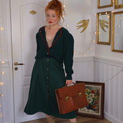 Long Green Wool Vintage Skirt | M