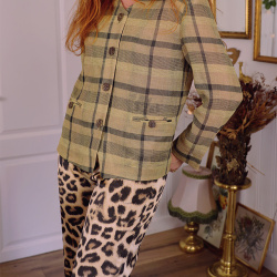 Green Yellow Plaid Vintage Blazer | S