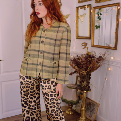 Green Yellow Plaid Vintage Blazer | S