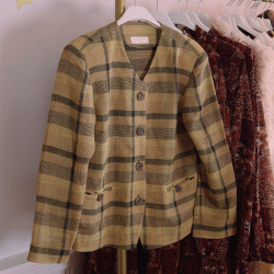 Green Yellow Plaid Vintage Blazer | S