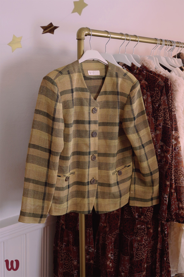 Green Yellow Plaid Vintage Blazer | S