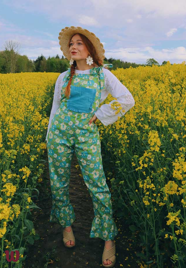 Yvonne Dungarees Green Floral