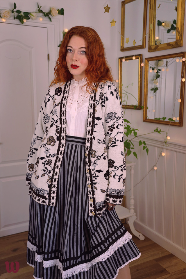 Grey &amp; Black Striped Vintage Skirt | M