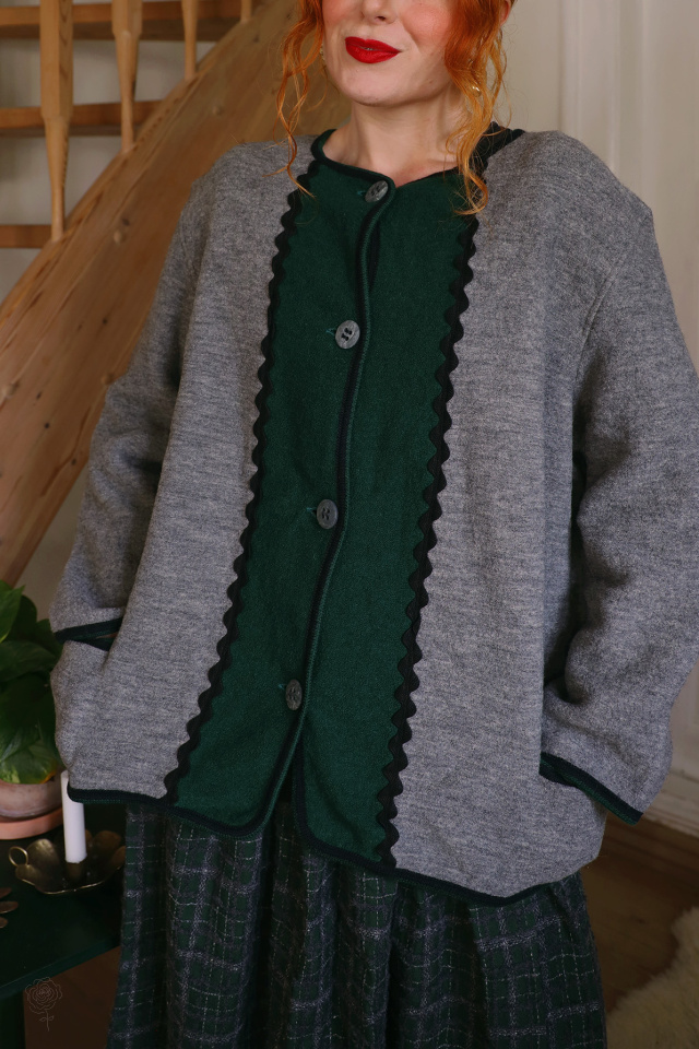 Grey &amp; Green Wool Vintage Jacket | XL