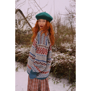 Grey Patterned Handknitted Vintage Sweater | XXL/XXXL