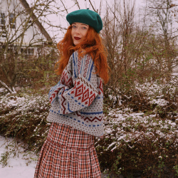 Grey Patterned Handknitted Vintage Sweater | XXL/XXXL