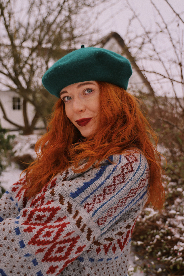 Grey Patterned Handknitted Vintage Sweater | XXL/XXXL