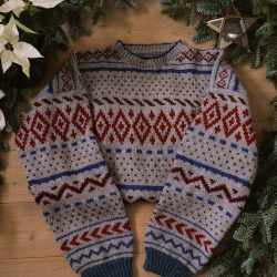 Grey Patterned Handknitted Vintage Sweater | XXL/XXXL