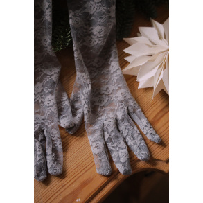 Grey Madame Floral Lace Gloves 