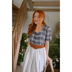 Grey Plaid Cottagecore Vintage Dress | M/L