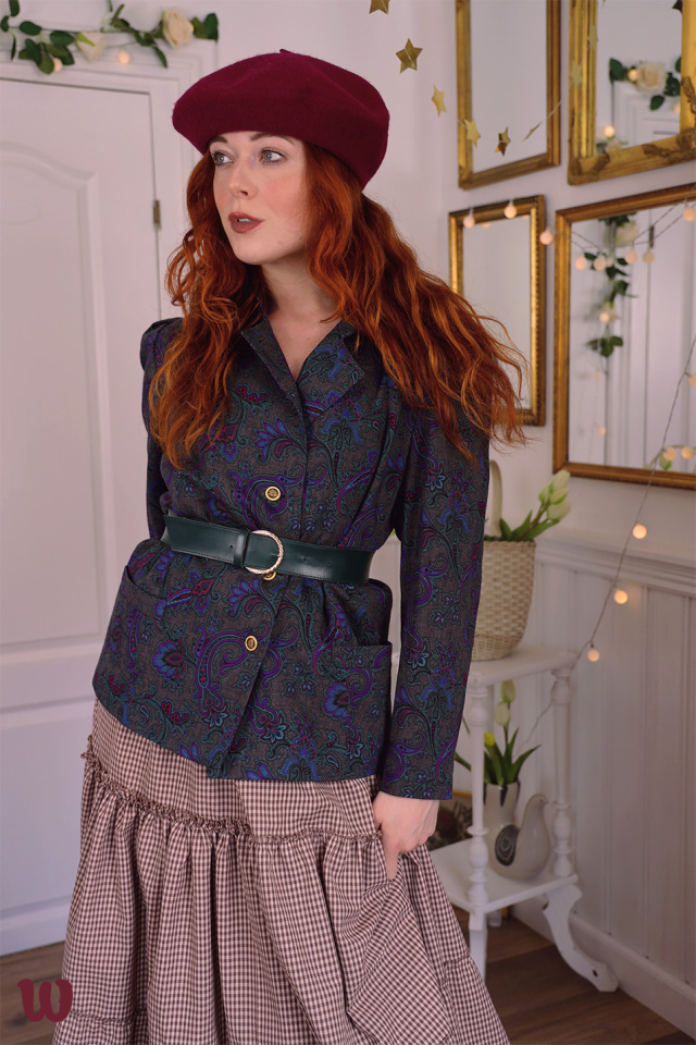 Grey Turquoise Paisley Vintage Blazer | L
