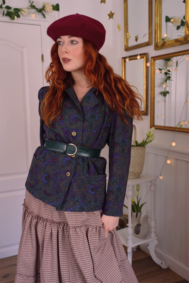 Grey Turquoise Paisley Vintage Blazer | L