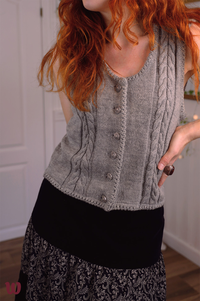 Grey Knitted Vintage Wool Vest | S/M