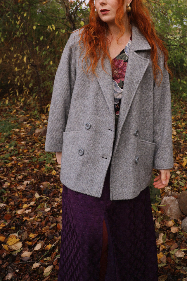 Grey Wool Vintage Coat | S