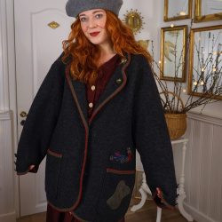 Grey Wool Embroidered Vintage Jacket | XL/XXL