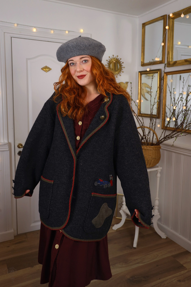 Grey Wool Embroidered Vintage Jacket | XL/XXL