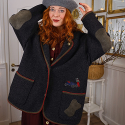 Grey Wool Embroidered Vintage Jacket | XL/XXL