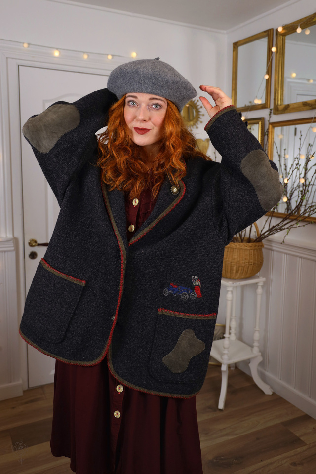 Grey Wool Embroidered Vintage Jacket | XL/XXL