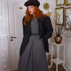 Grey Wool Vintage Skirt | S