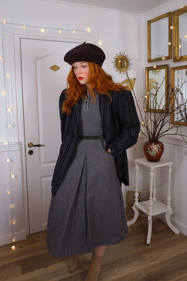 Grey Wool Vintage Skirt | S