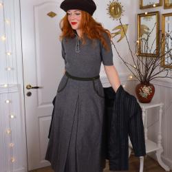 Grey Wool Vintage Skirt | S