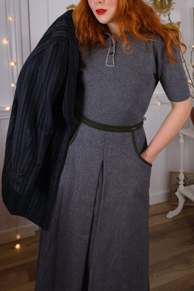 Grey Wool Vintage Skirt | S