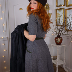 Grey Wool Vintage Skirt | S
