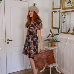 Groovy Brown Floral 70's Mini | S