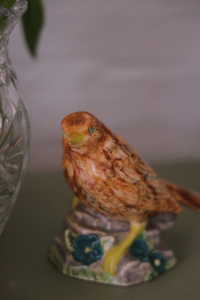 Handpainted Brown Ceramic Blackbird 