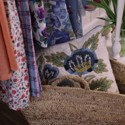 Hanna Blue Floral Embroidered Pillow Cover 