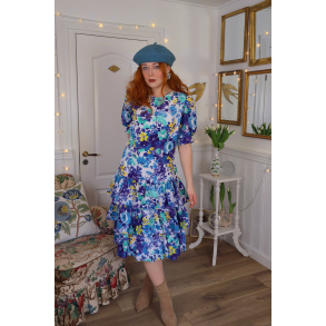 Happy Blue Floral Vintage Dress | S/M