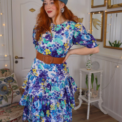 Happy Blue Floral Vintage Dress | S/M
