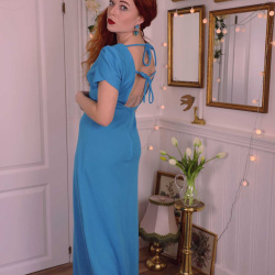 Turquoise 70's Maxi Dress | S