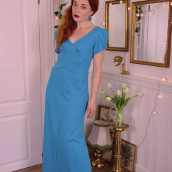 Turquoise 70's Maxi Dress | S