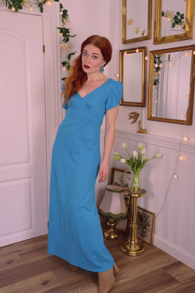 Turquoise 70's Maxi Dress | S